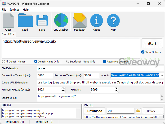 Vovsoft Website File Collector