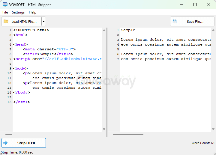 Vovsoft HTML Stripper 1 Vovsoft HTML Stripper