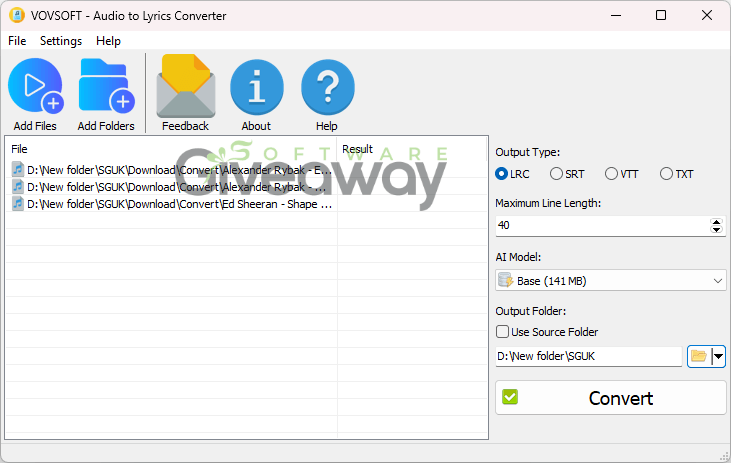 Vovsoft Audio to Lyrics Converter (100% Discount) 1 Vovsoft Audio to Lyrics Converter