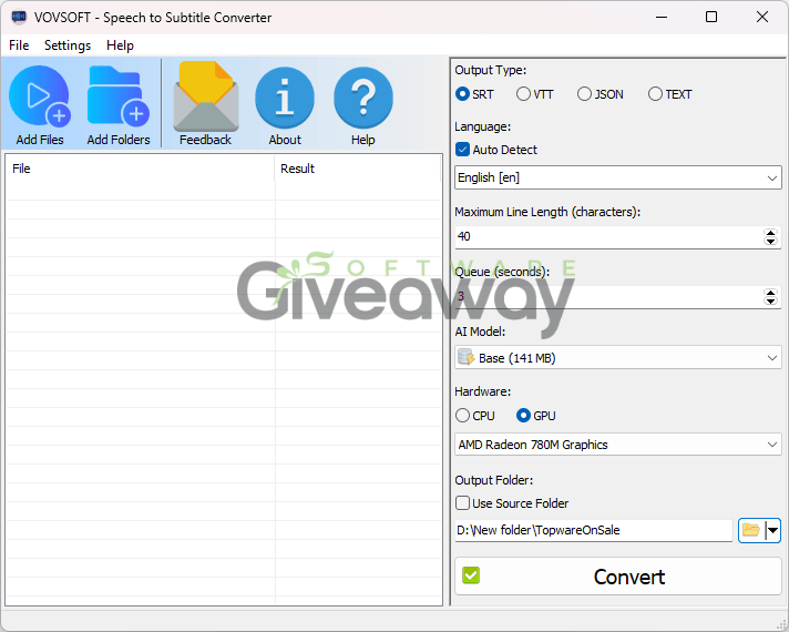 Vovsoft Speech to Subtitle Converter